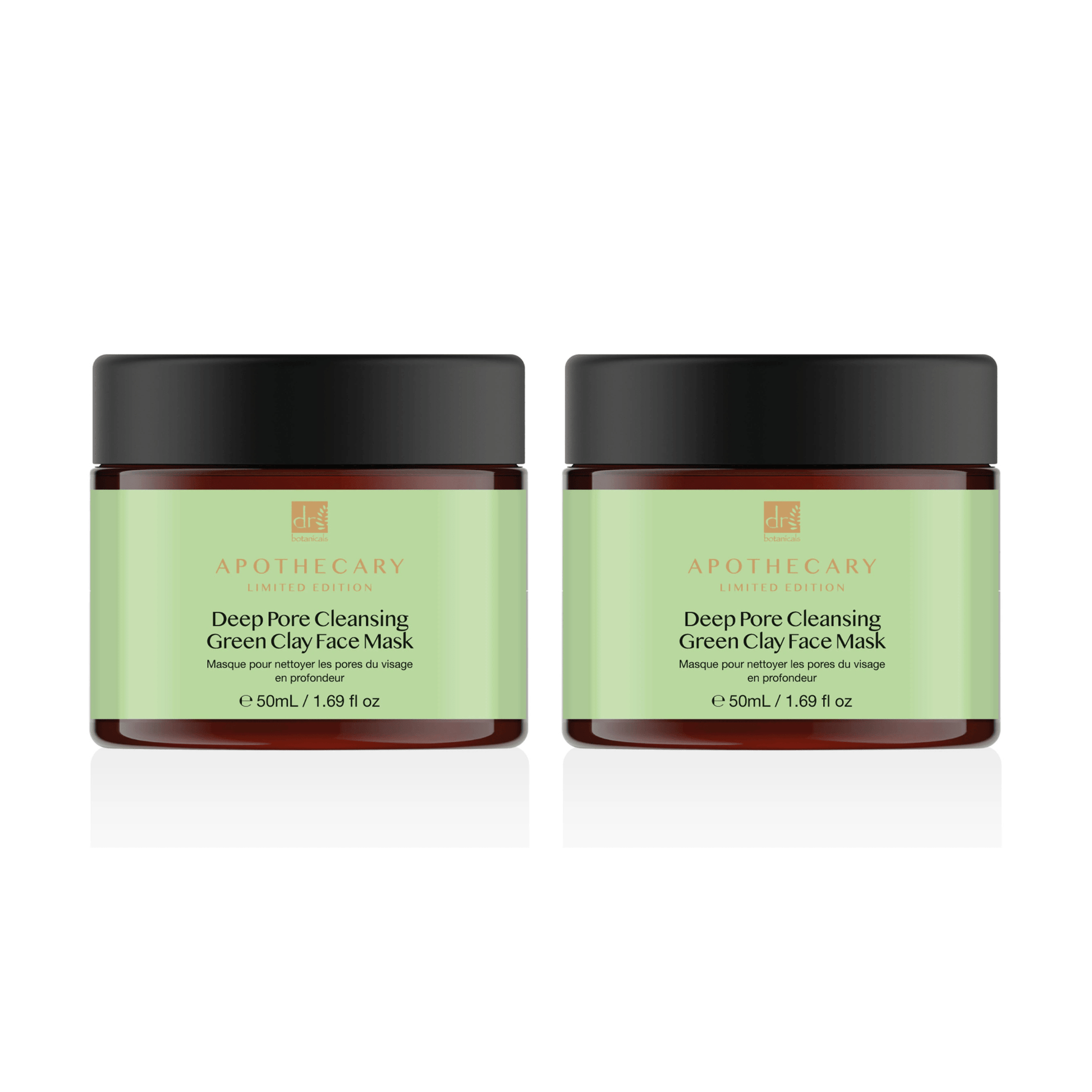 Dr Botanicals Deep Pore Cleansing Green Clay Face Mask 50ml Twin Value Savings Pack - Herbalshire Handmade Herbal Products