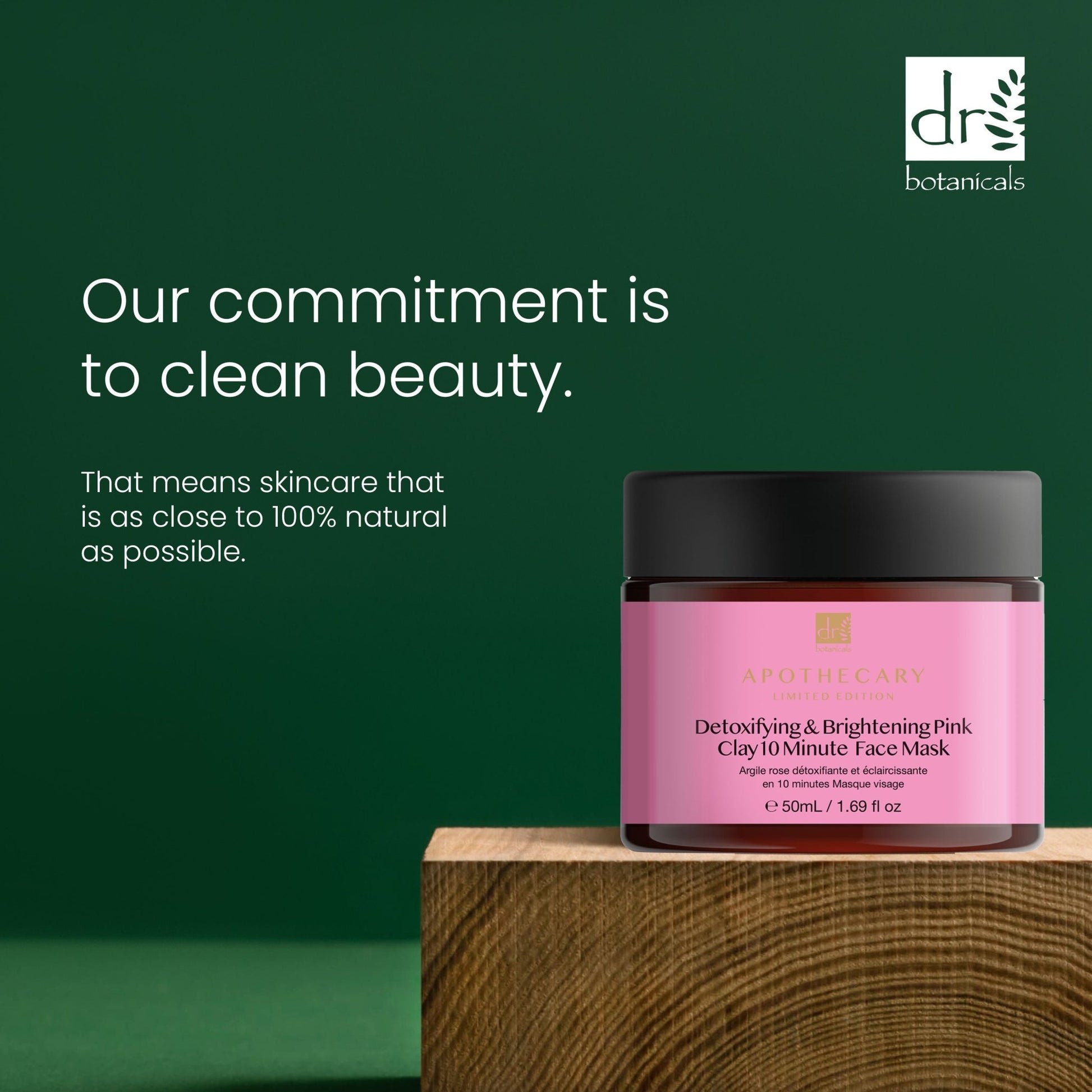 Dr Botanicals Detoxifying & Brightening Pink Clay 10 Minute Face Mask 50ml Twin Value Savings Pack - Herbalshire Handmade Herbal Products