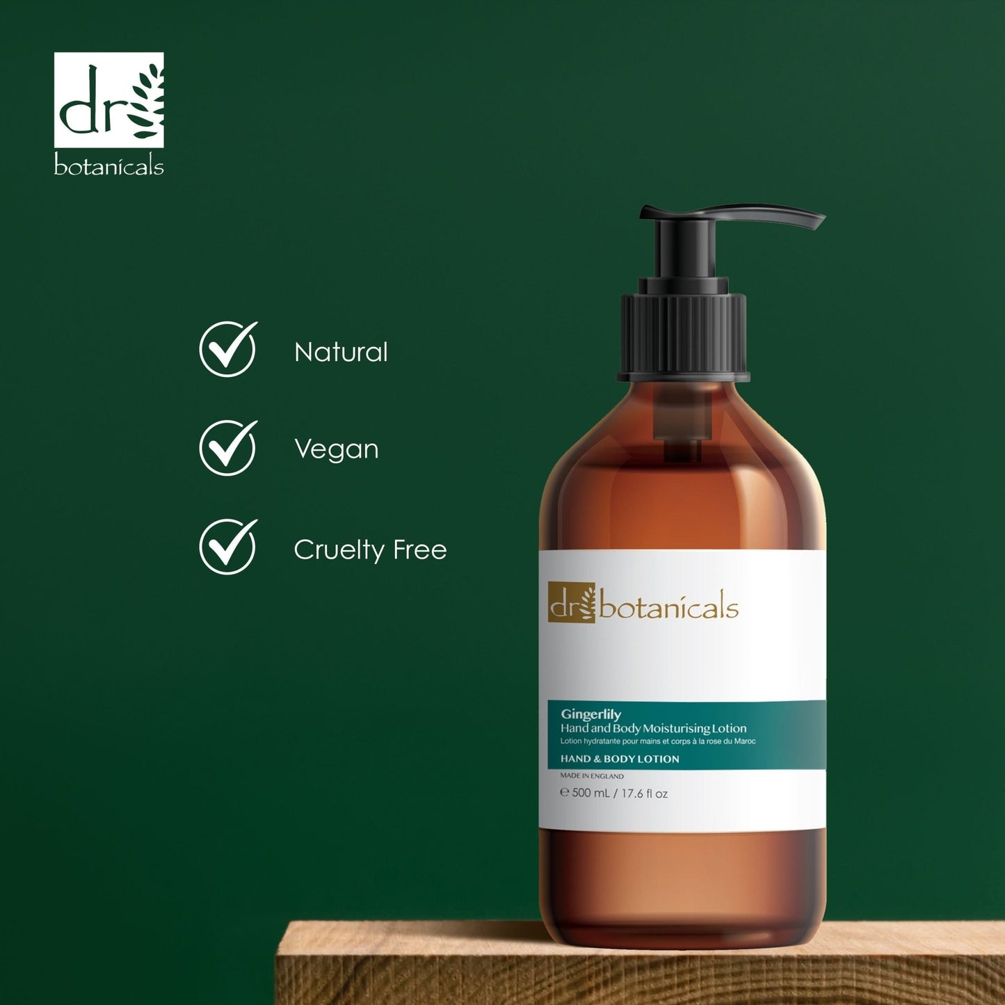 Dr Botanicals Gingerlily Hand & Body Moisturising Lotion 500ml Twin Value Savings Pack - Herbalshire Handmade Herbal Products