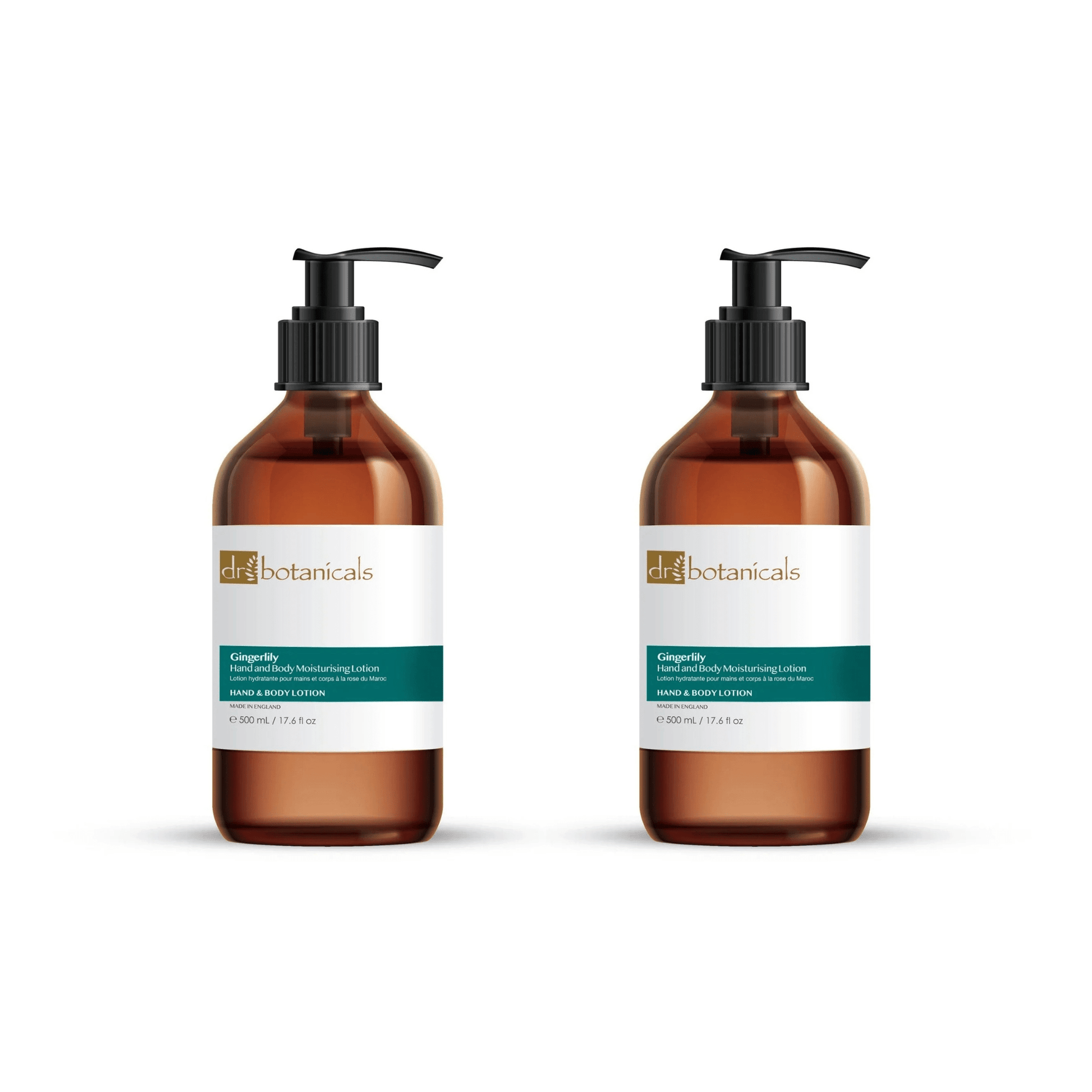 Dr Botanicals Gingerlily Hand & Body Moisturising Lotion 500ml Twin Value Savings Pack - Herbalshire Handmade Herbal Products