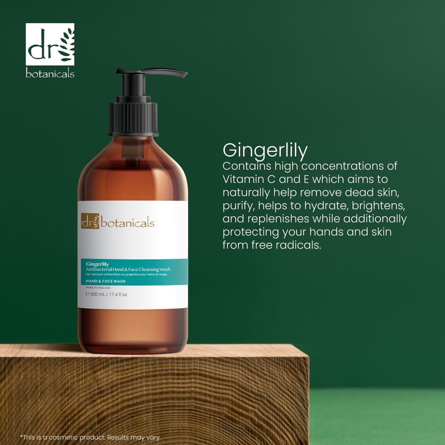 Dr Botanicals Gingerlily Hand & Face Cleansing Wash 500ml Twin Value Savings Pack - Herbalshire Handmade Herbal Products