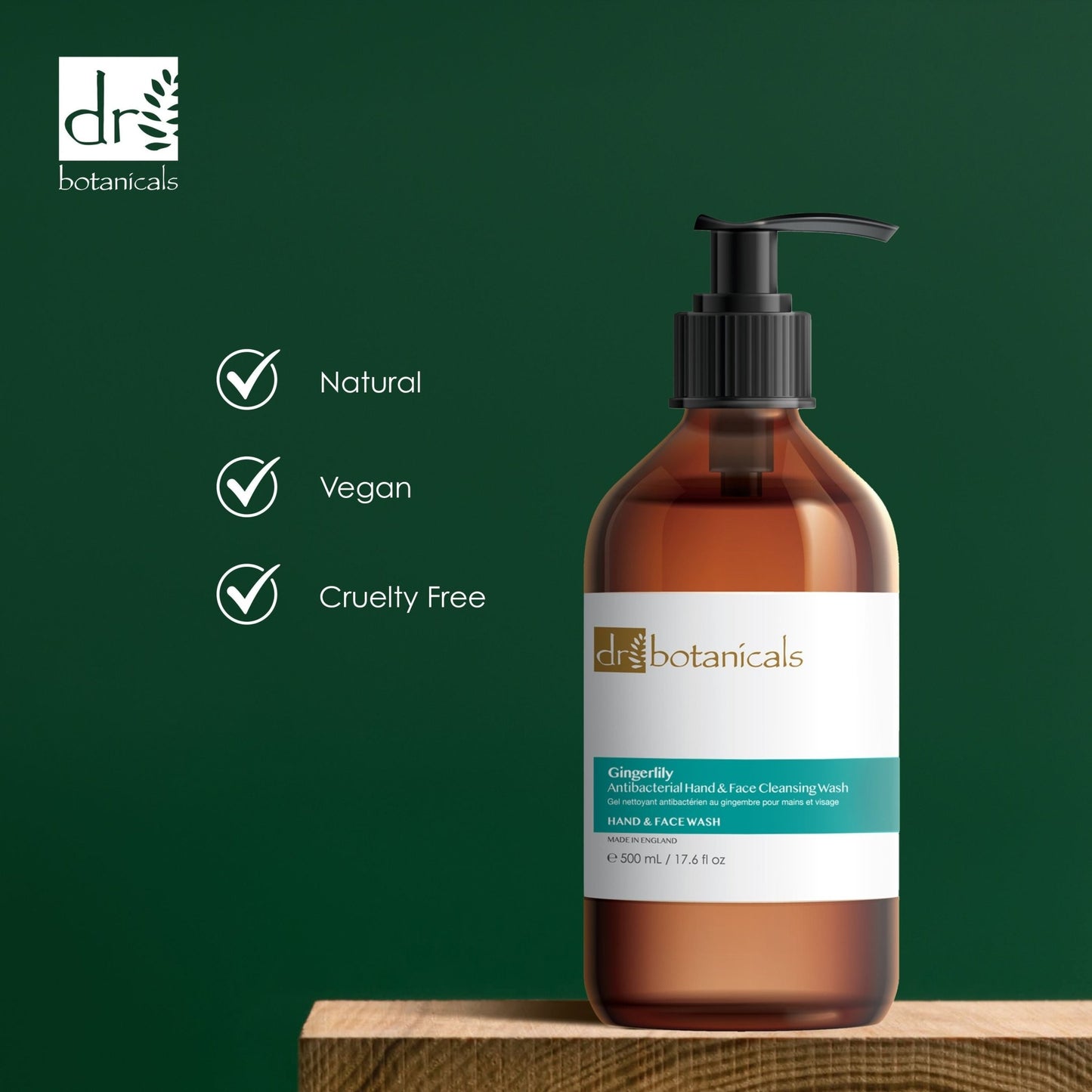 Dr Botanicals Gingerlily Hand & Face Cleansing Wash 500ml Twin Value Savings Pack - Herbalshire Handmade Herbal Products