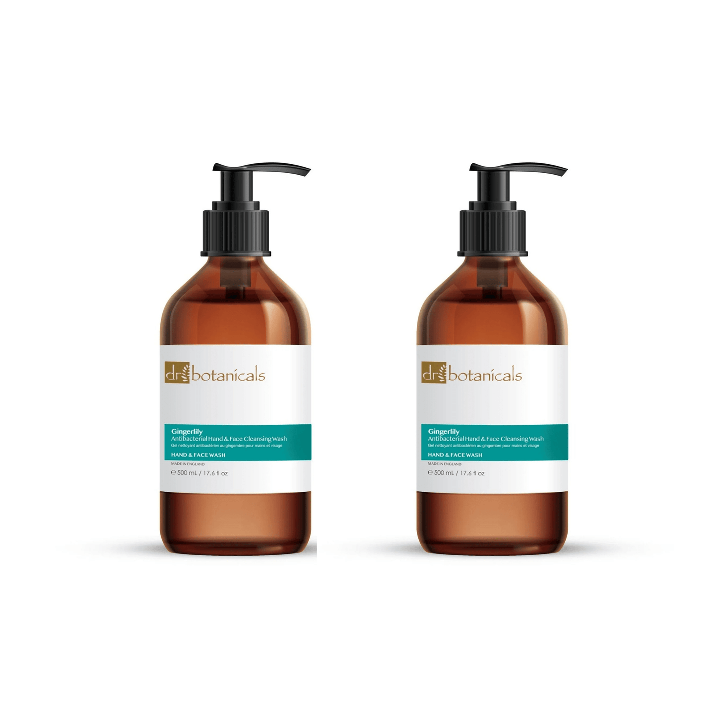 Dr Botanicals Gingerlily Hand & Face Cleansing Wash 500ml Twin Value Savings Pack - Herbalshire Handmade Herbal Products