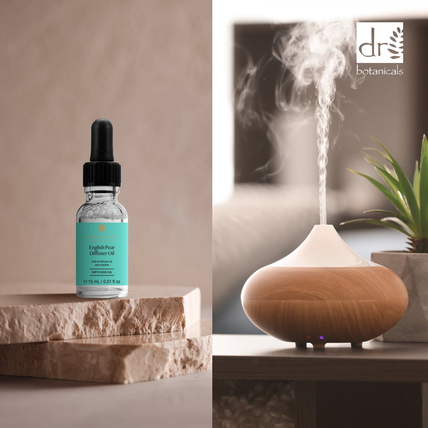 Dr Botanicals Happy & Cheerful English Pear Diffuser Oil 15ml Twin Value Savings Pack - Herbalshire Handmade Herbal Products