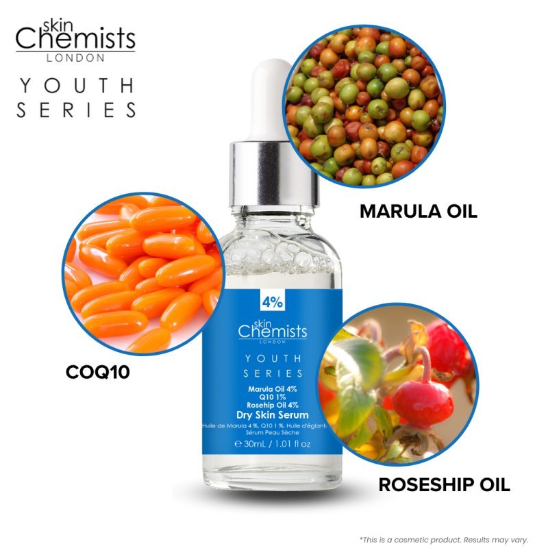 Dry Skin Serum Marulua Oil 4%, Q10 1%, Rosehip Oil 4% 30ml - Herbalshire Handmade Herbal Products
