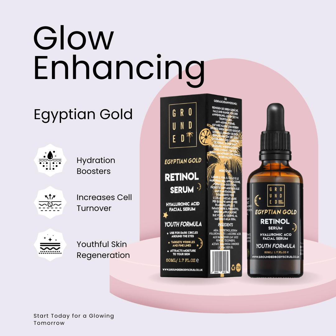 Egyptian Gold Retinol Face Serum - Anti ageing skincare - Herbalshire Handmade Herbal Products