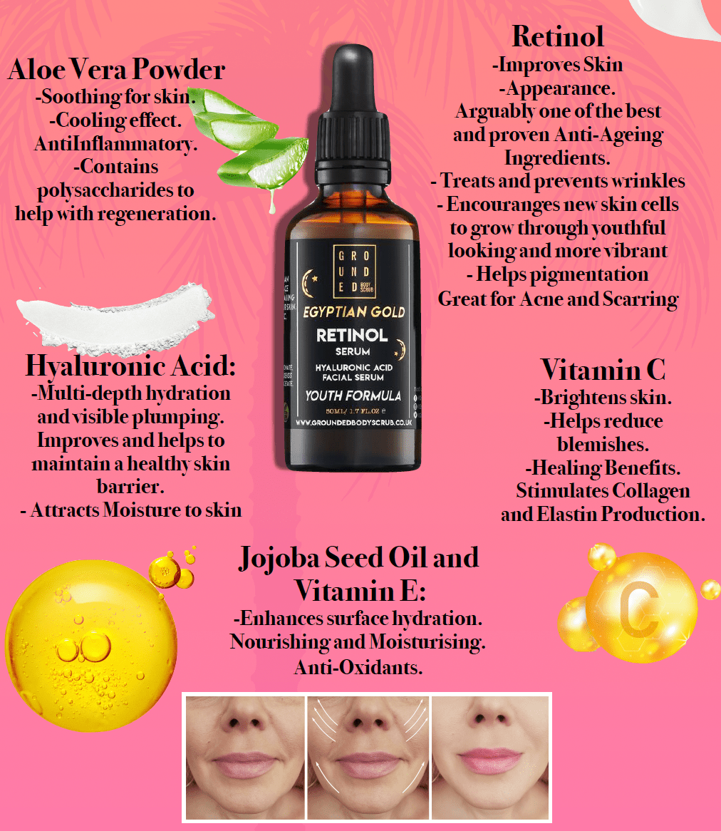 Egyptian Gold Retinol Face Serum - Anti ageing skincare - Herbalshire Handmade Herbal Products