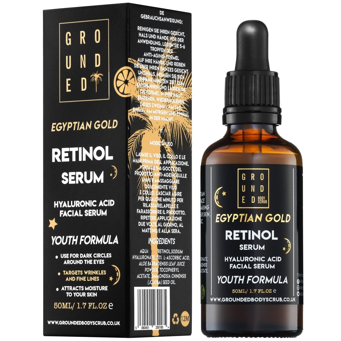 Egyptian Gold Retinol Face Serum - Anti ageing skincare - Herbalshire Handmade Herbal Products