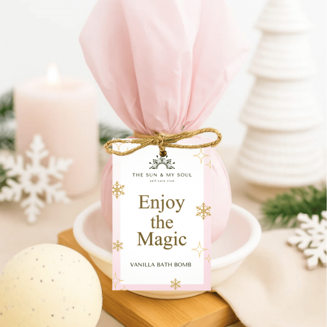 Enjoy the Magic Christmas Bath Bomb - Vanilla Scent - Herbalshire Handmade Herbal Products