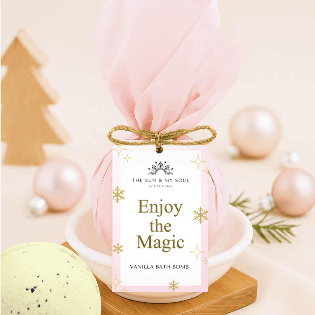 Enjoy the Magic Christmas Bath Bomb - Vanilla Scent - Herbalshire Handmade Herbal Products