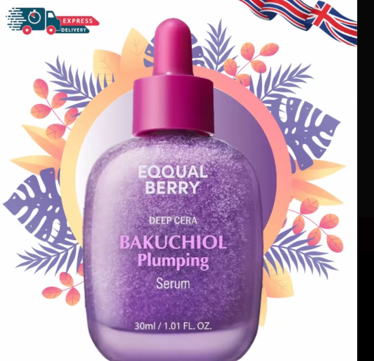 EQQUALBERRY Bakuchiol Plumping Serum - Natural Retinol Alternative for Sensitive Skin 1.01 oz / 30 ml - Herbalshire Handmade Herbal Products