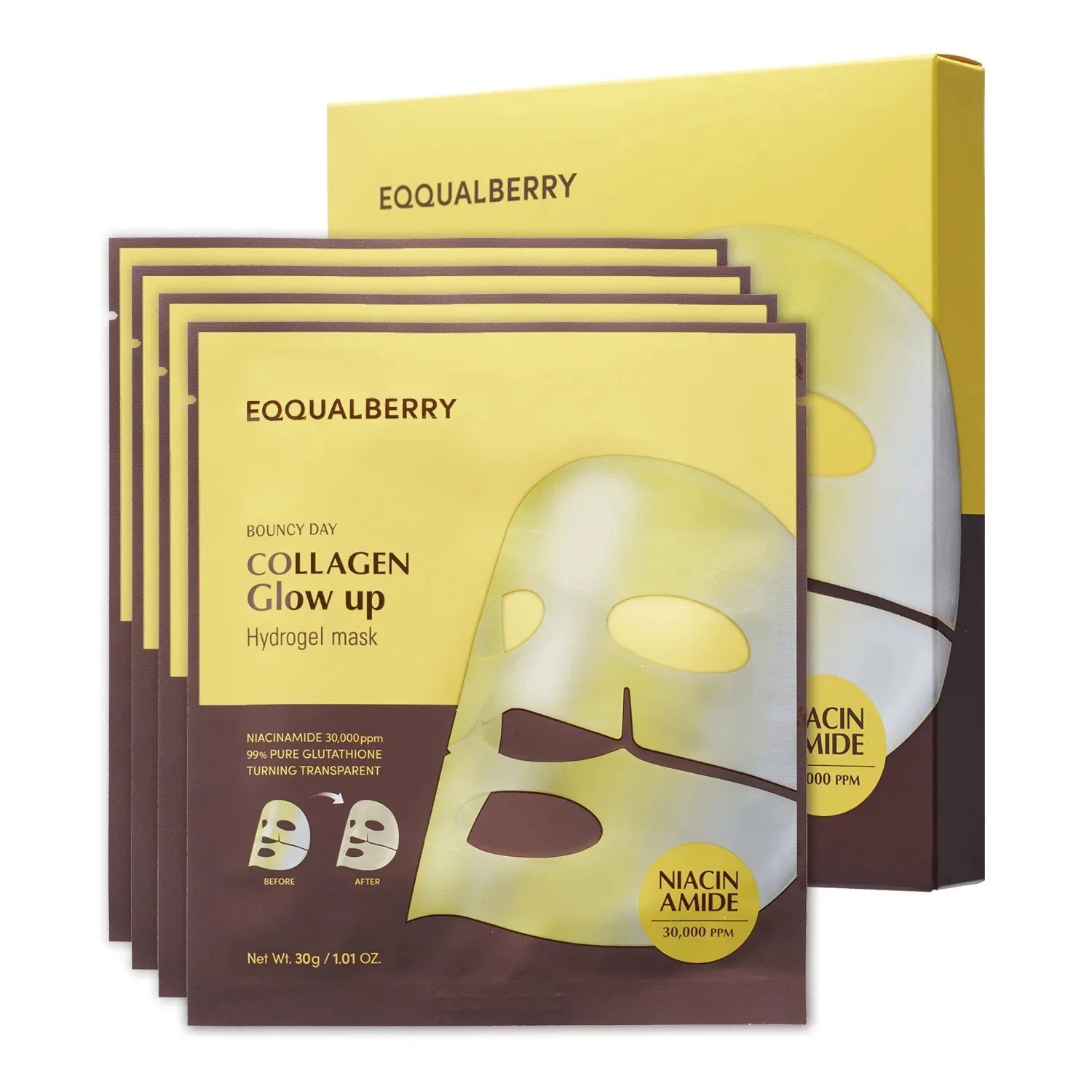 EQQUALBERRY PDRN Collagen Hydrogel Face Masks - Herbalshire Handmade Herbal Products