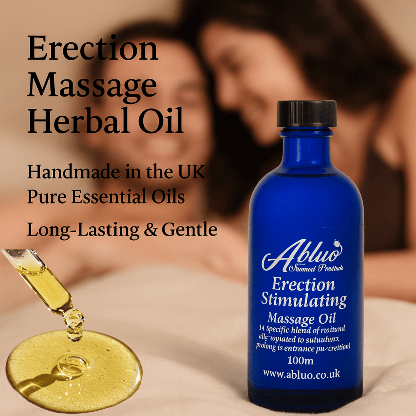 Erection Massage Oil – Natural Aphrodisiac Oil – Handmade Massage Oil UK – 100ml - Herbalshire Handmade Herbal Products