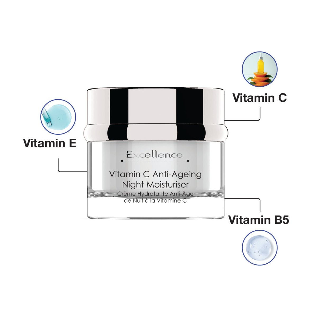 Excellence Vitamin C Anti - Ageing Night Moisturiser 50ml - Herbalshire Handmade Herbal Products