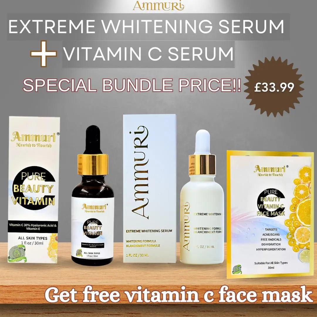 Extreme Whitening Serum Kojic Acid Lightening Serum & Ammuri Vitamin C Serum for Face Free Vitamin C Face Mask - Herbalshire Handmade Herbal Products