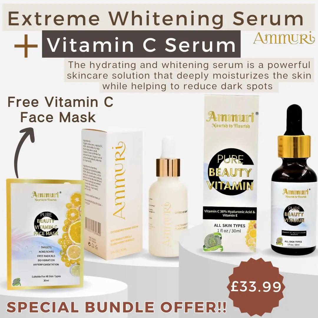 Extreme Whitening Serum Kojic Acid Lightening Serum & Ammuri Vitamin C Serum for Face Free Vitamin C Face Mask - Herbalshire Handmade Herbal Products