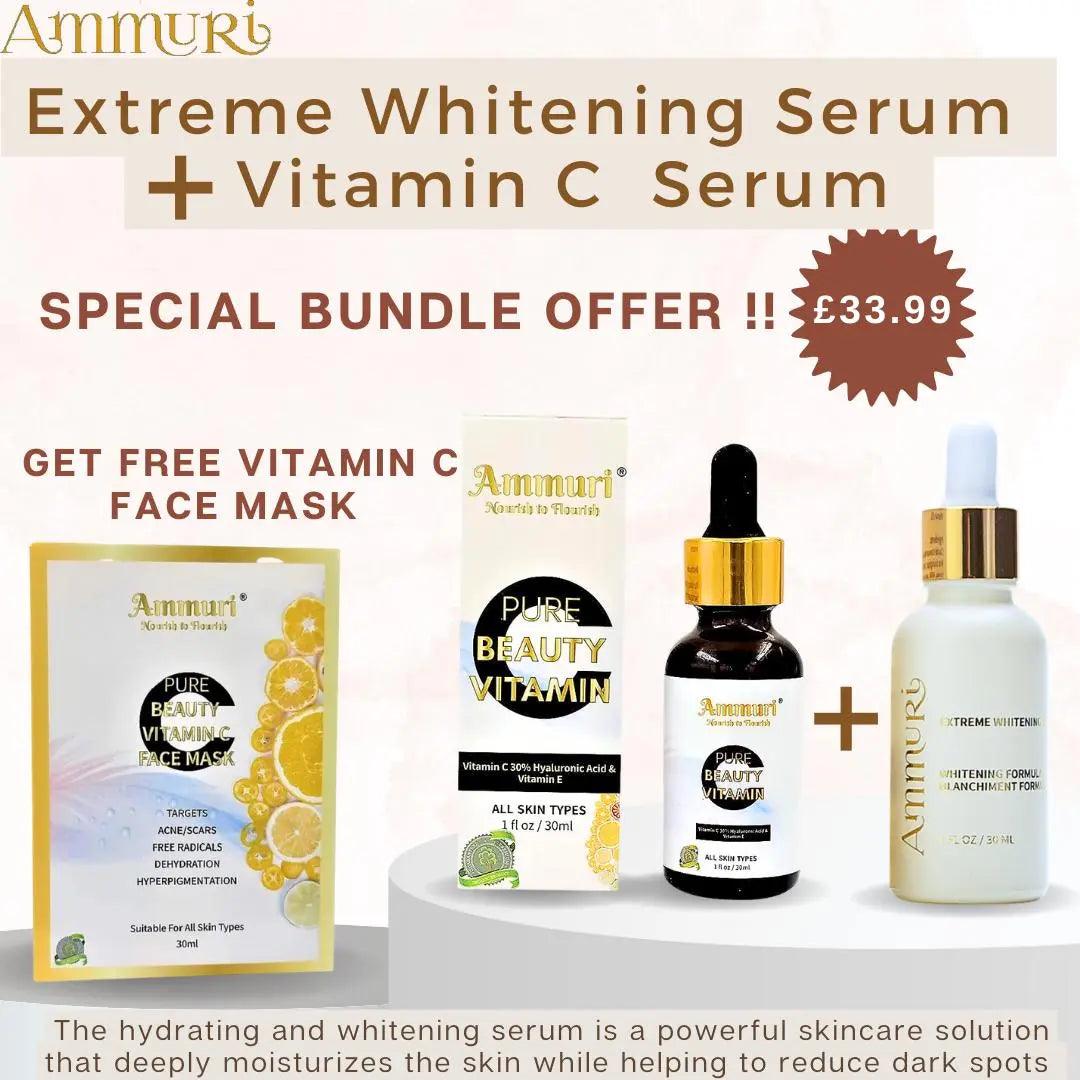 Extreme Whitening Serum Kojic Acid Lightening Serum & Ammuri Vitamin C Serum for Face Free Vitamin C Face Mask - Herbalshire Handmade Herbal Products