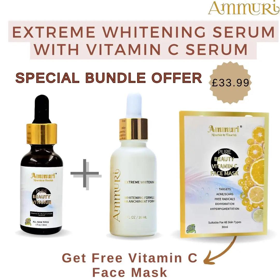 Extreme Whitening Serum Kojic Acid Lightening Serum & Ammuri Vitamin C Serum for Face Free Vitamin C Face Mask - Herbalshire Handmade Herbal Products