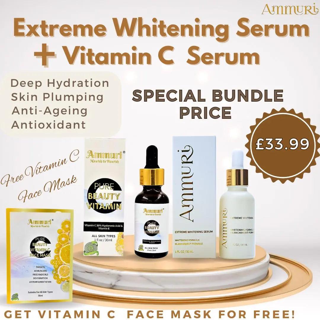 Extreme Whitening Serum Kojic Acid Lightening Serum & Ammuri Vitamin C Serum for Face Free Vitamin C Face Mask - Herbalshire Handmade Herbal Products