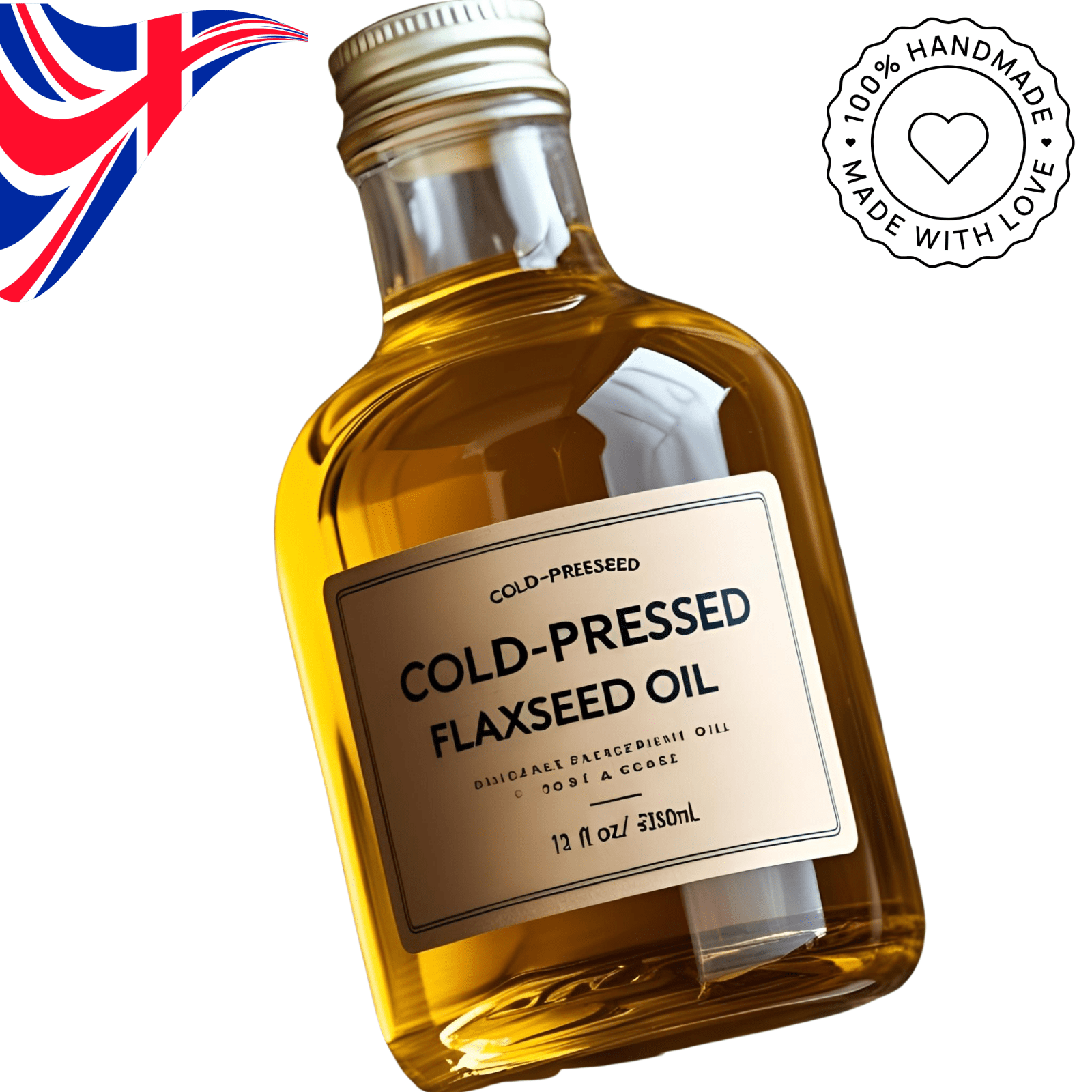Flaxseed Oil Cold Pressed – Face Hair Skin – Natural Massage Oil – UK Handmade - Herbalshire Handmade Herbal Products