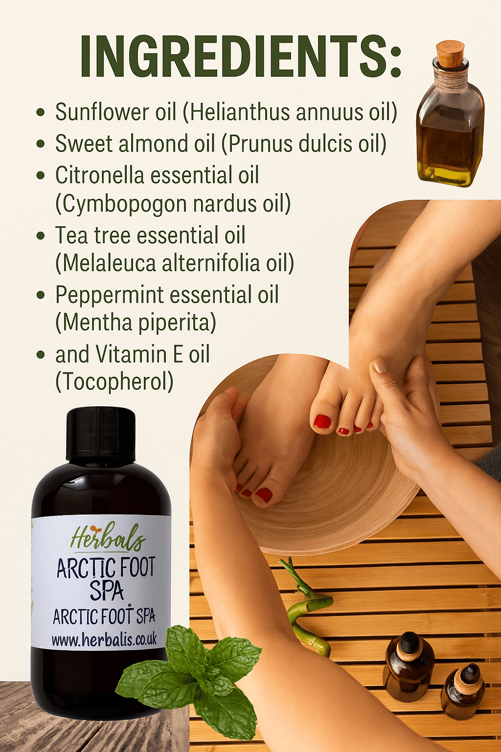 Foot Spa Oils Treatment Tea Tree Oil Nail Fungus Antifungal Foot Soak Dry Feet - Herbalshire Handmade Herbal Products