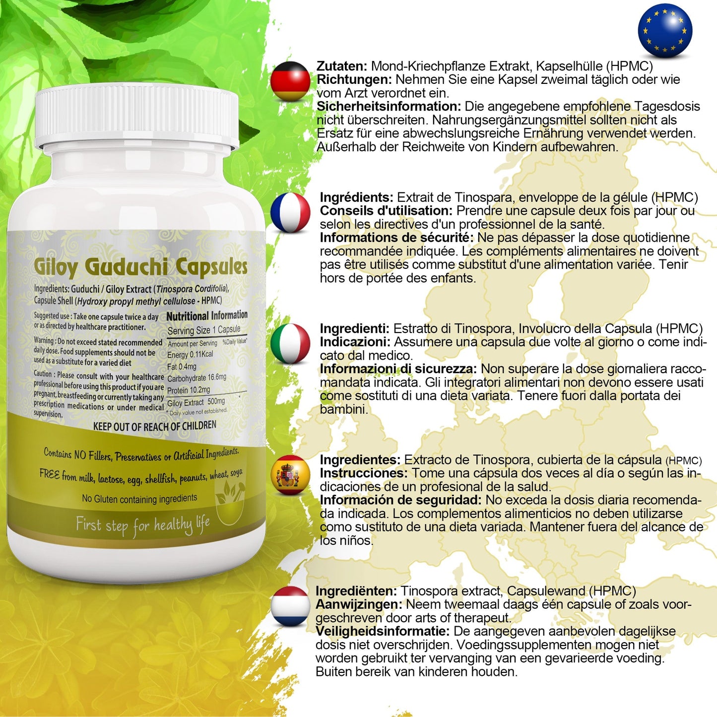 Giloy Guduchi Capsule (Tinospora Cordifolia) - Herbalshire Handmade Herbal Products