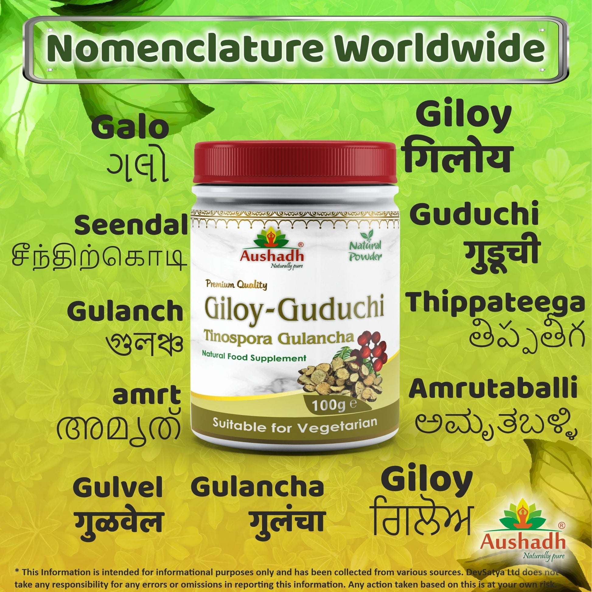 Giloy Guduchi Powder (Tinospora Cordifolia) - Herbalshire Handmade Herbal Products