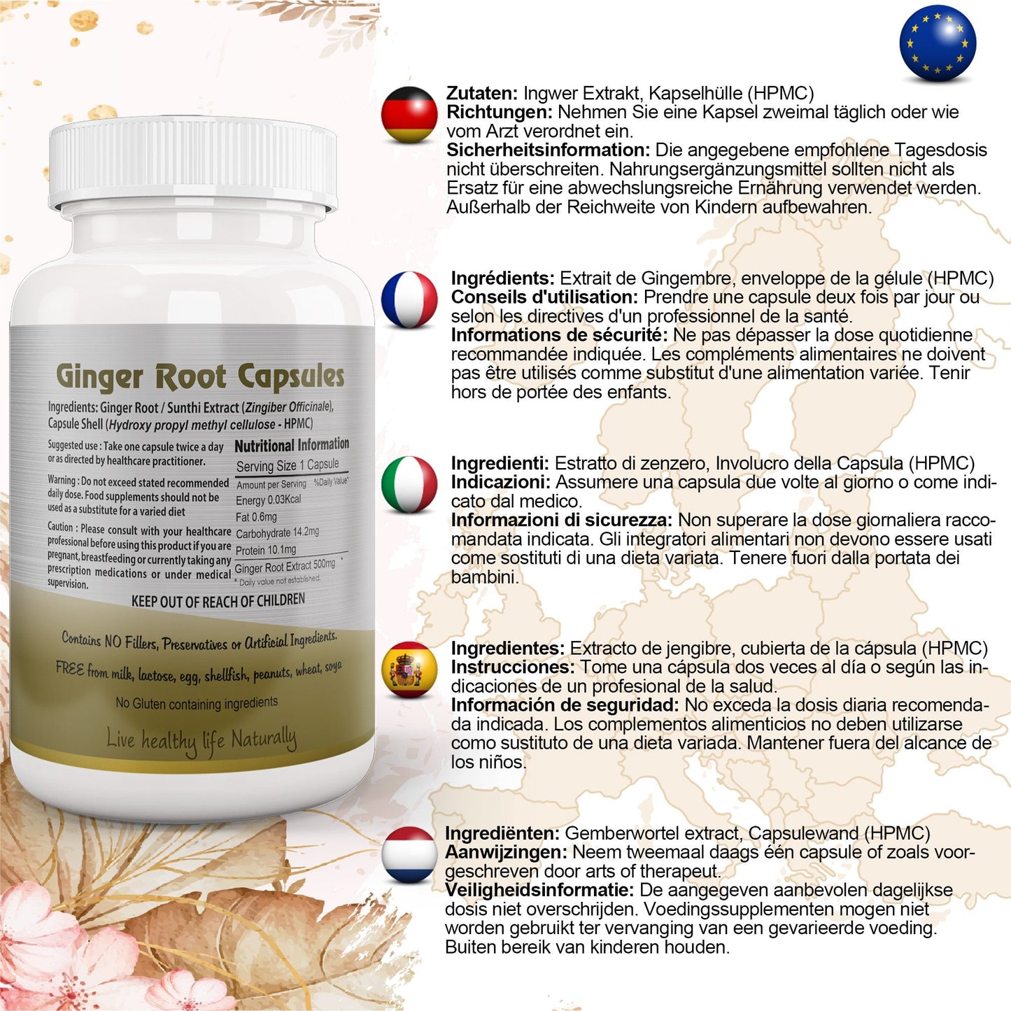 Ginger Root (Sunthi) Capsule - Herbalshire Handmade Herbal Products