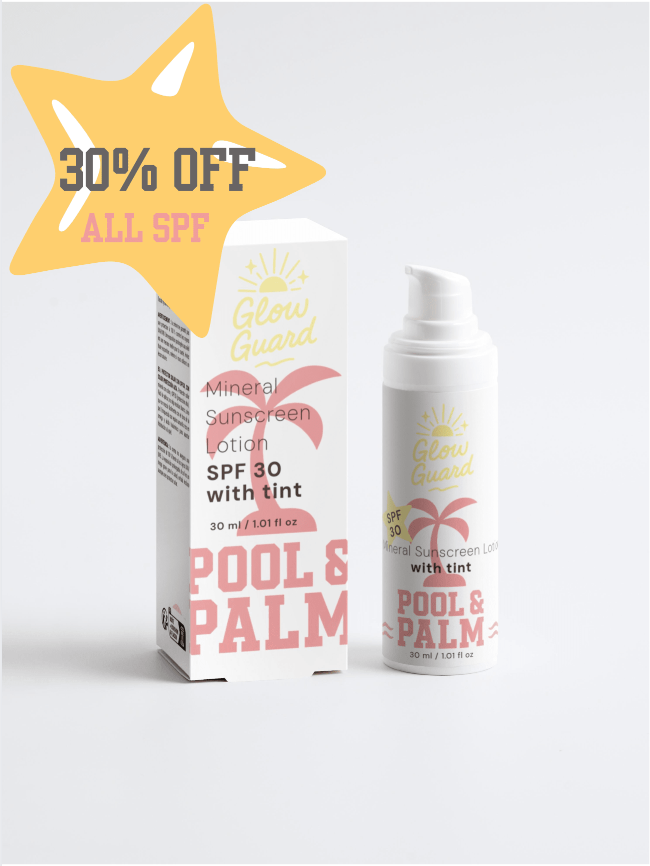 GLOW GUARD LOTION: Sunscreen SPF30, with tint (30ml) - Herbalshire Handmade Herbal Products