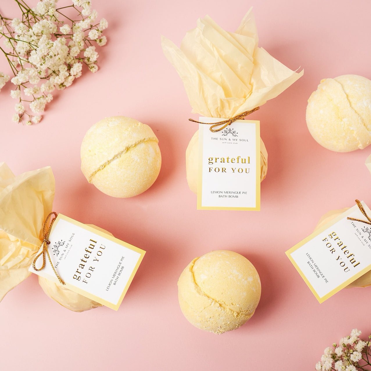 Grateful For You - Chamomile & Grapefruit Bath Bomb Gratitude Soak - Herbalshire Handmade Herbal Products