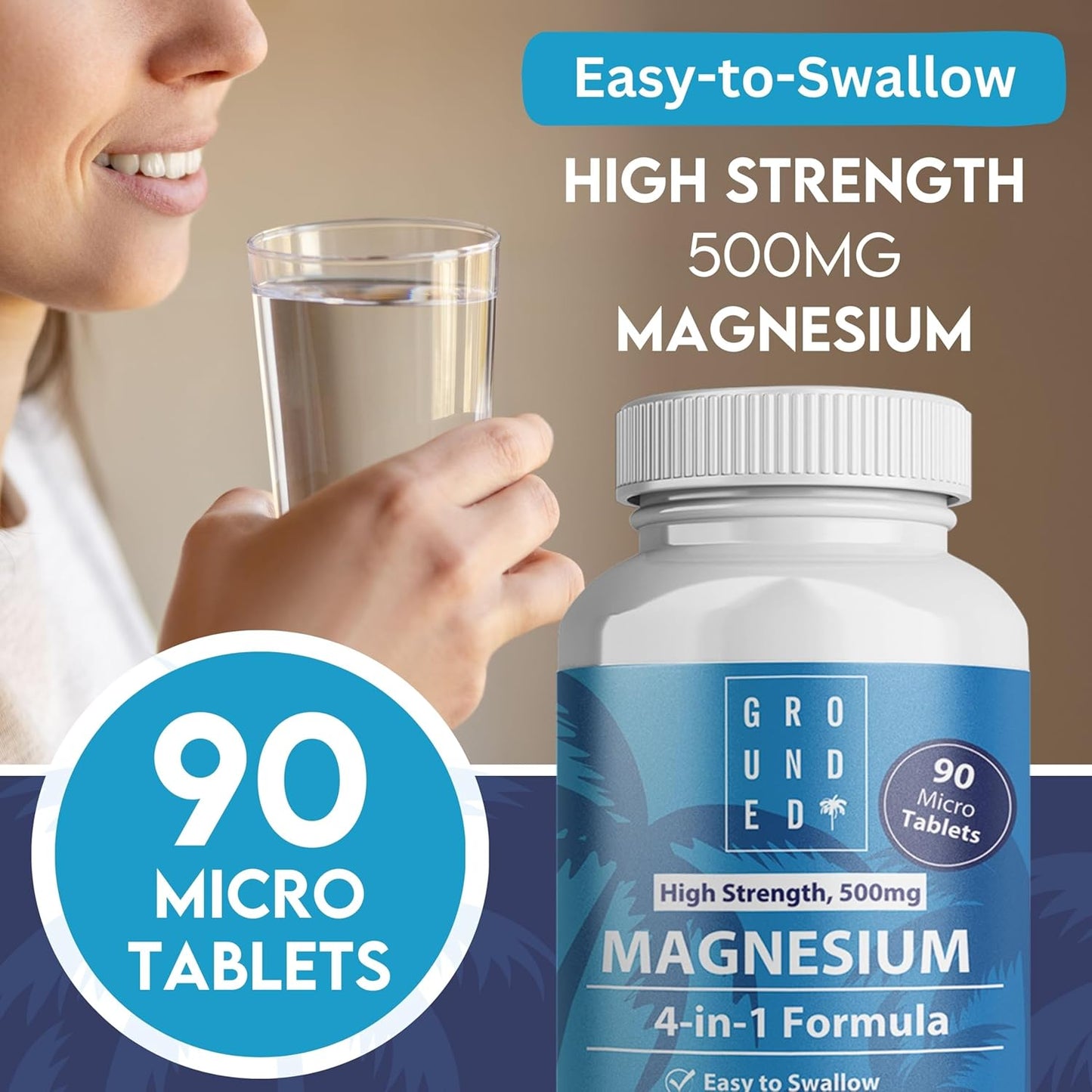Grounded 4 - in - 1 Magnesium 500mg Tablets – Comprehensive Support for Mind & Body - Herbalshire Handmade Herbal Products