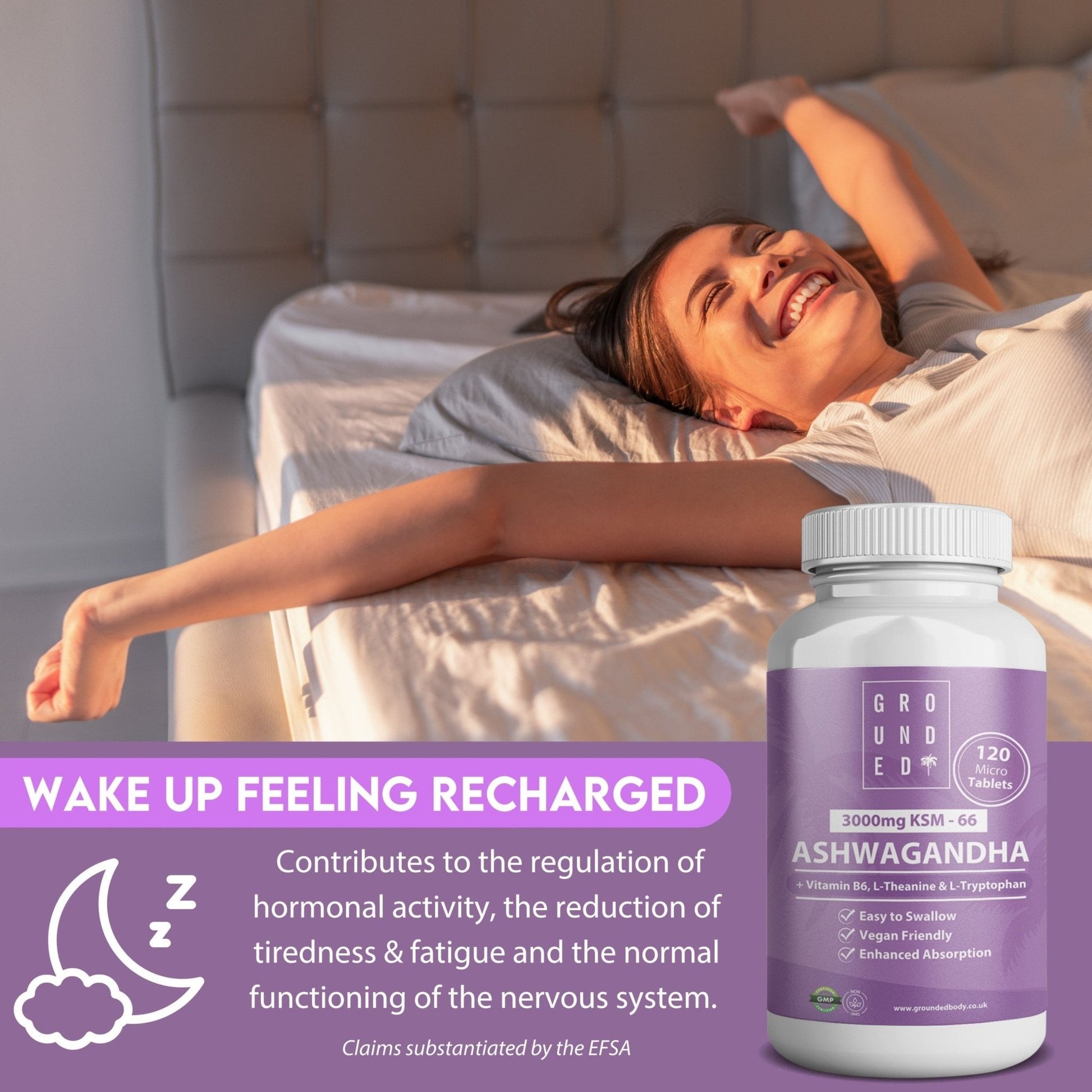 Grounded Ashwagandha High Strength 3000mg Tablets – 4 - in - 1 Stress & Mood Support - Herbalshire Handmade Herbal Products