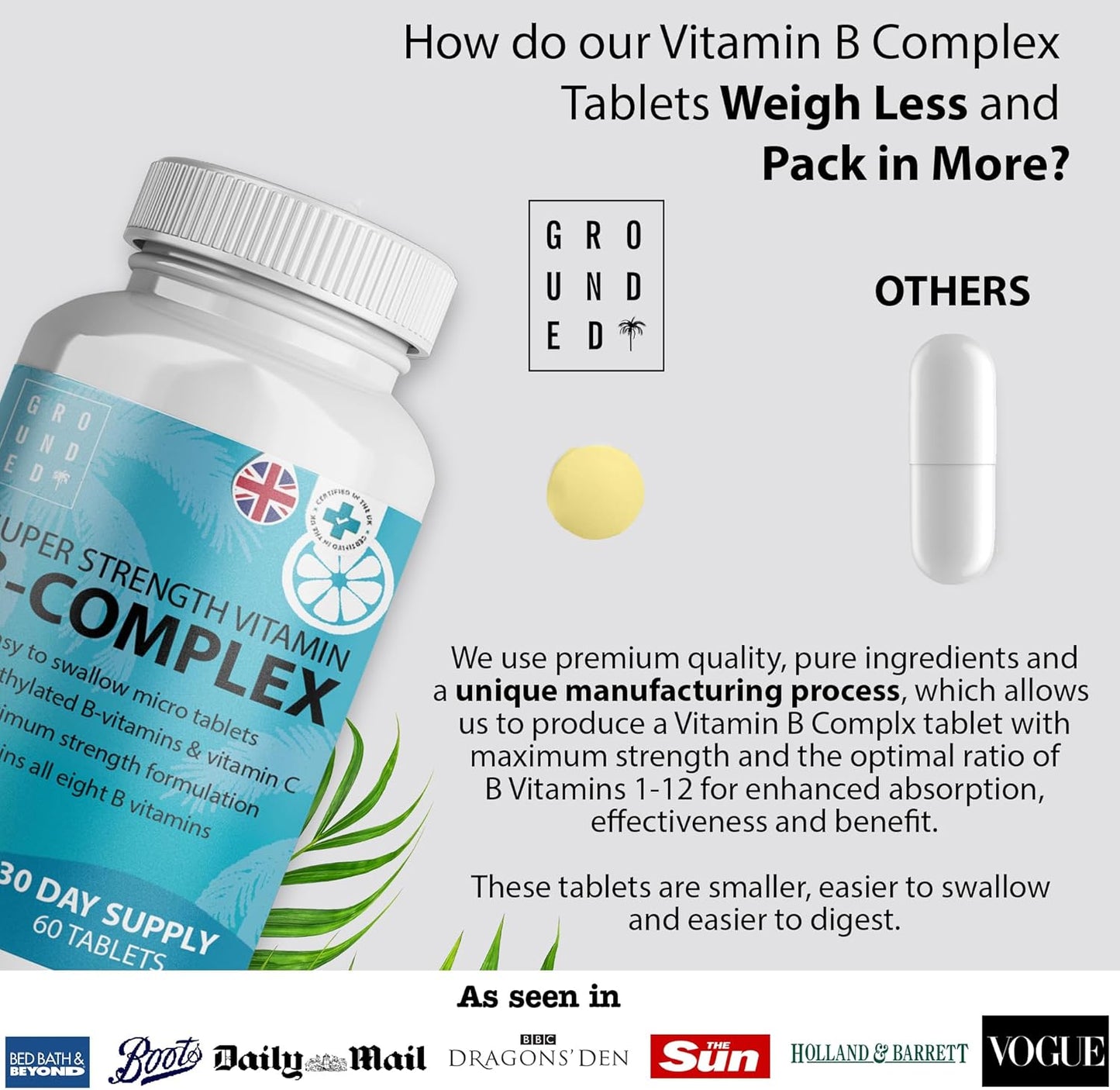 Grounded B Complex Tablets – 120 Tablets - Herbalshire Handmade Herbal Products