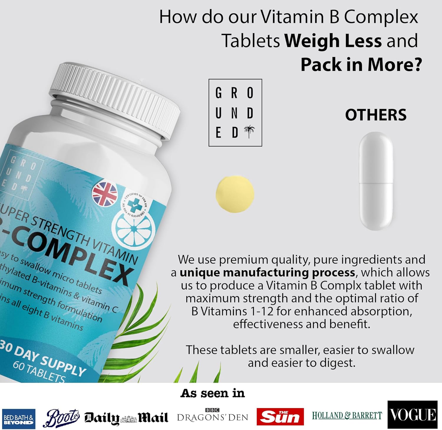 Grounded B Complex Tablets – 120 Tablets - Herbalshire Handmade Herbal Products