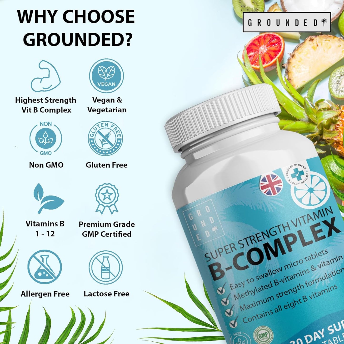 Grounded B Complex Tablets – 120 Tablets - Herbalshire Handmade Herbal Products