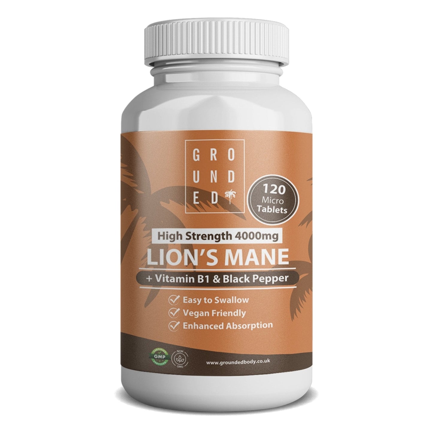 Grounded Lion’s Mane 4000mg Tablets – Natural Brain & Focus Support - Herbalshire Handmade Herbal Products
