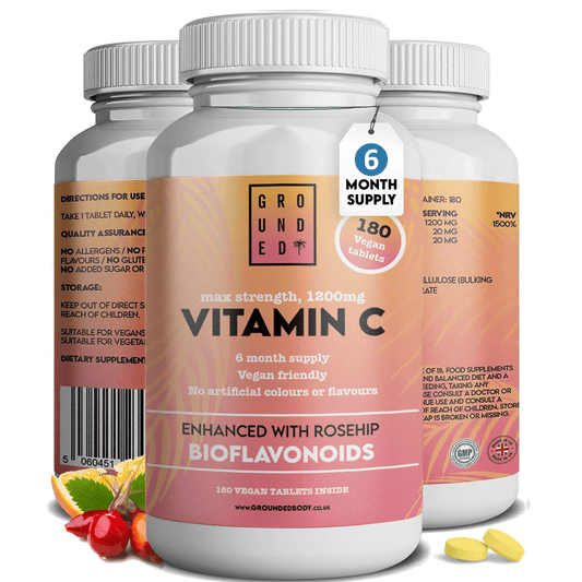 Grounded Vitamin C 500mg with Rosehip & Bioflavonoids – Daily Immune & Skin Support - Herbalshire Handmade Herbal Products