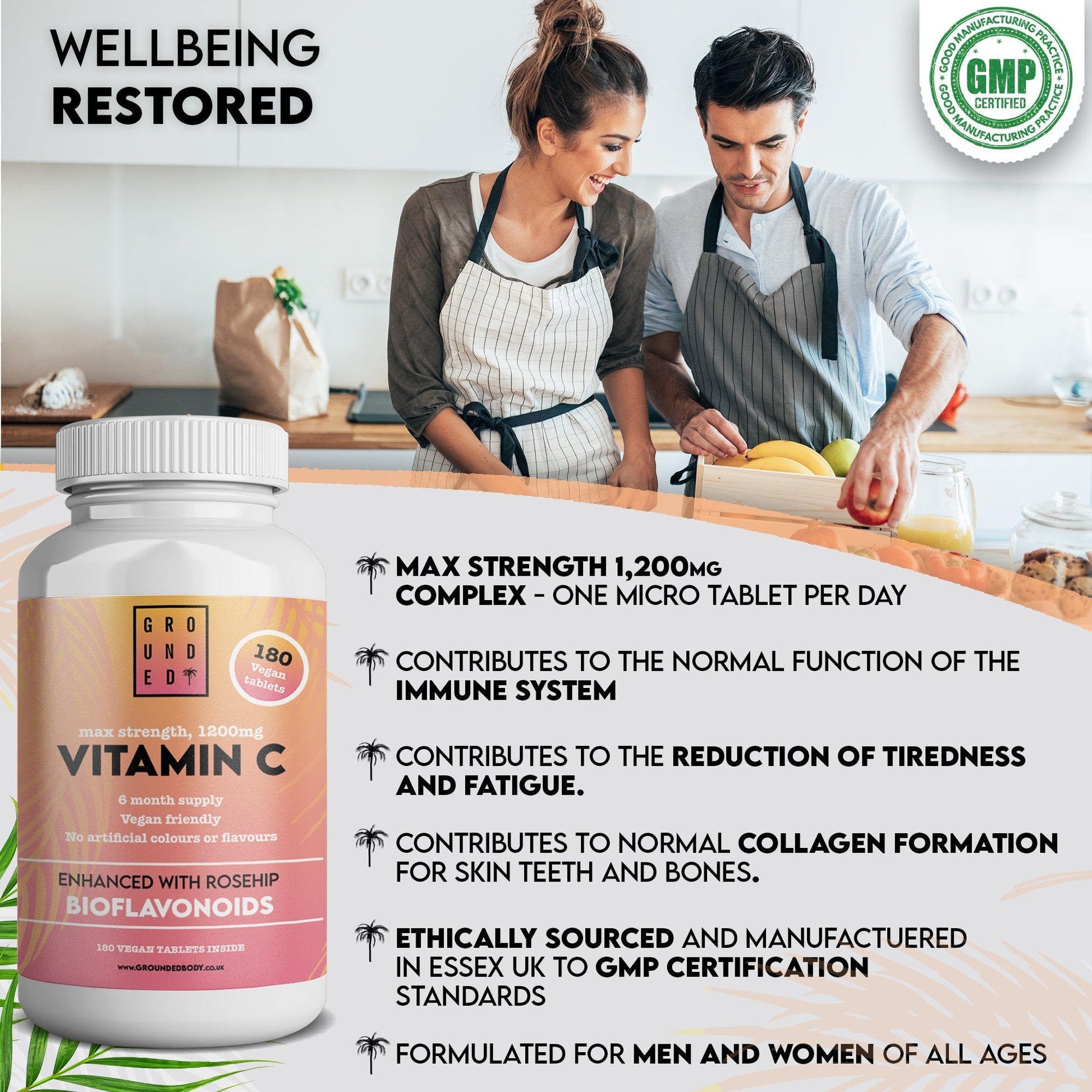 Grounded Vitamin C 500mg with Rosehip & Bioflavonoids – Daily Immune & Skin Support - Herbalshire Handmade Herbal Products