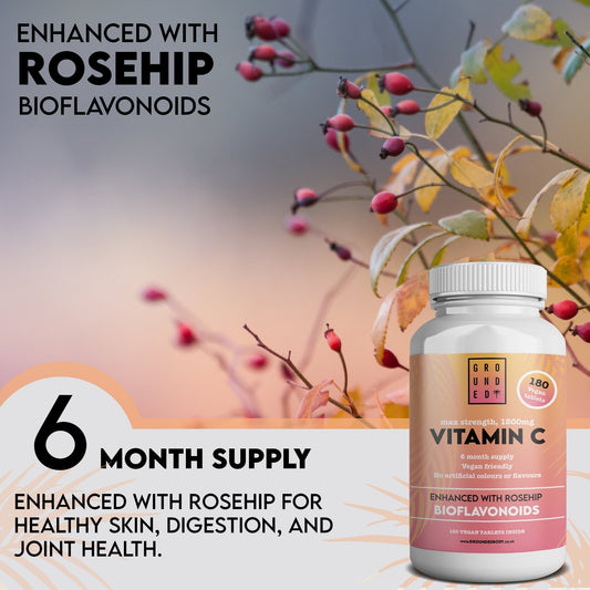 Grounded Vitamin C 500mg with Rosehip & Bioflavonoids – Daily Immune & Skin Support - Herbalshire Handmade Herbal Products