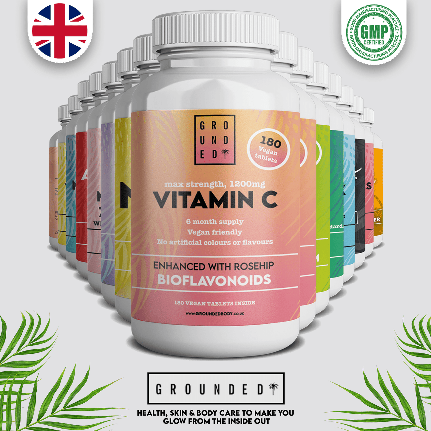 Grounded Vitamin C 500mg with Rosehip & Bioflavonoids – Daily Immune & Skin Support - Herbalshire Handmade Herbal Products