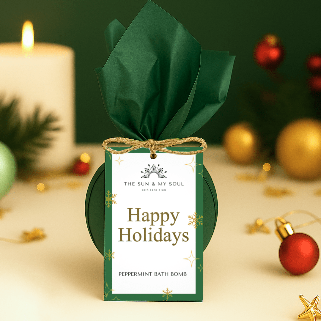 Happy Holidays Christmas Bath Bomb – Peppermint Scent - Herbalshire Handmade Herbal Products