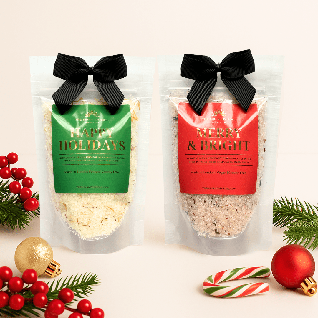 Happy Holidays Christmas Soak Luxury Himalayan Bath Salts – Lemon Ginger Scent - Herbalshire Handmade Herbal Products