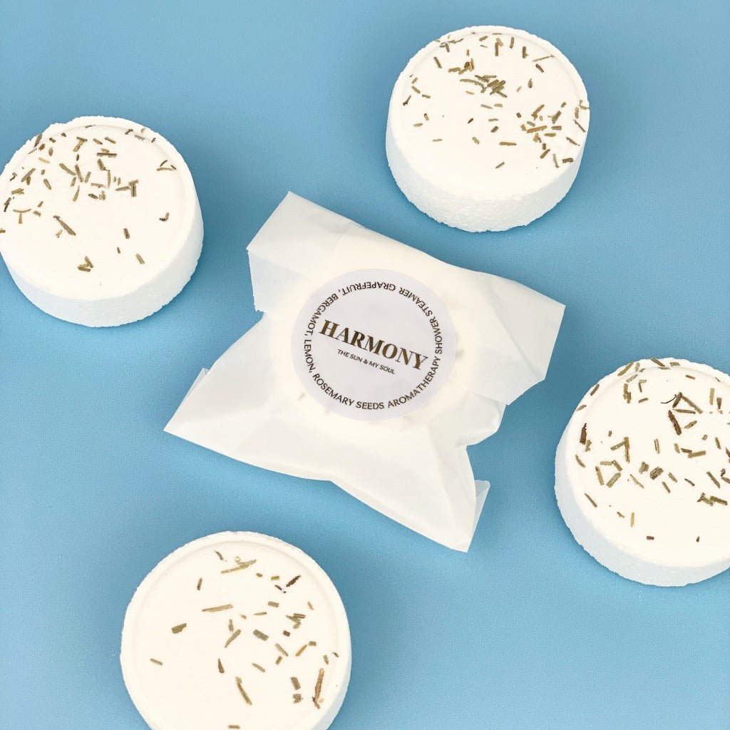 Harmony Aromatherapy Shower Steamer Sample - Grapefruit, Bergamot, Rosemary, Lemon Tea Tree and Rosemary Seeds - Herbalshire Handmade Herbal Products