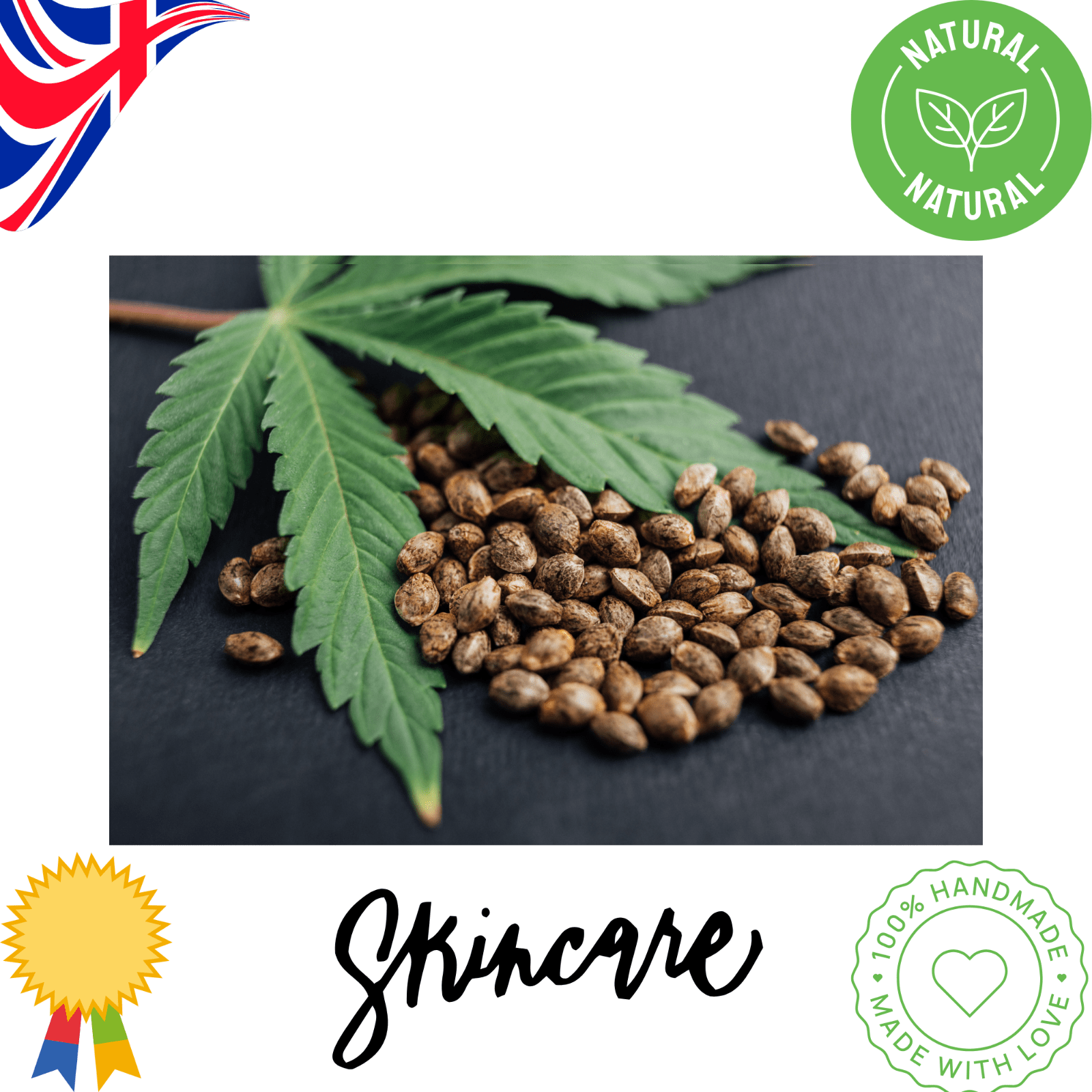 Hemp Seed Oil 100ml Cold Pressed Pure Carrier Oil Skin Hair Massage Moisturiser - Herbalshire Handmade Herbal Products