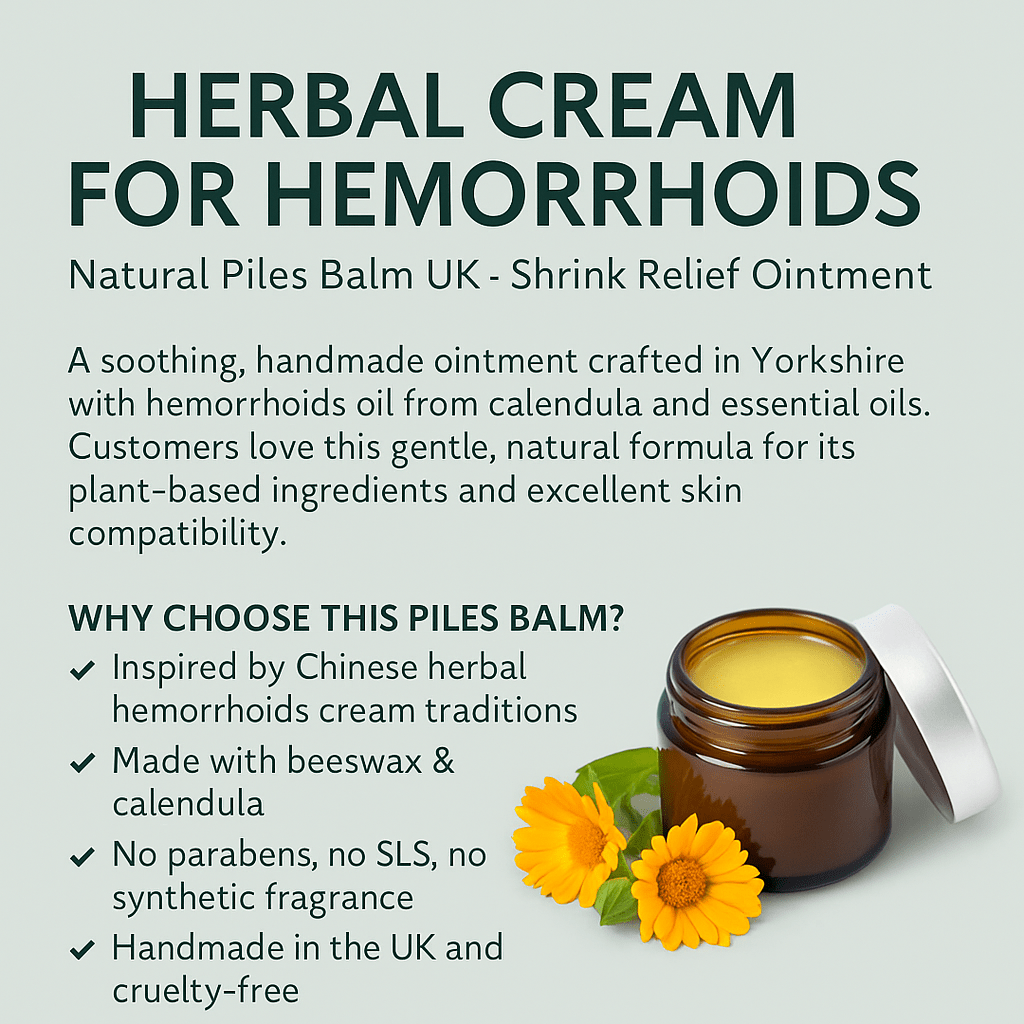 Herbal Cream for Hemorrhoids – Natural Piles Balm UK – Shrink Relief Ointment - Herbalshire Handmade Herbal Products