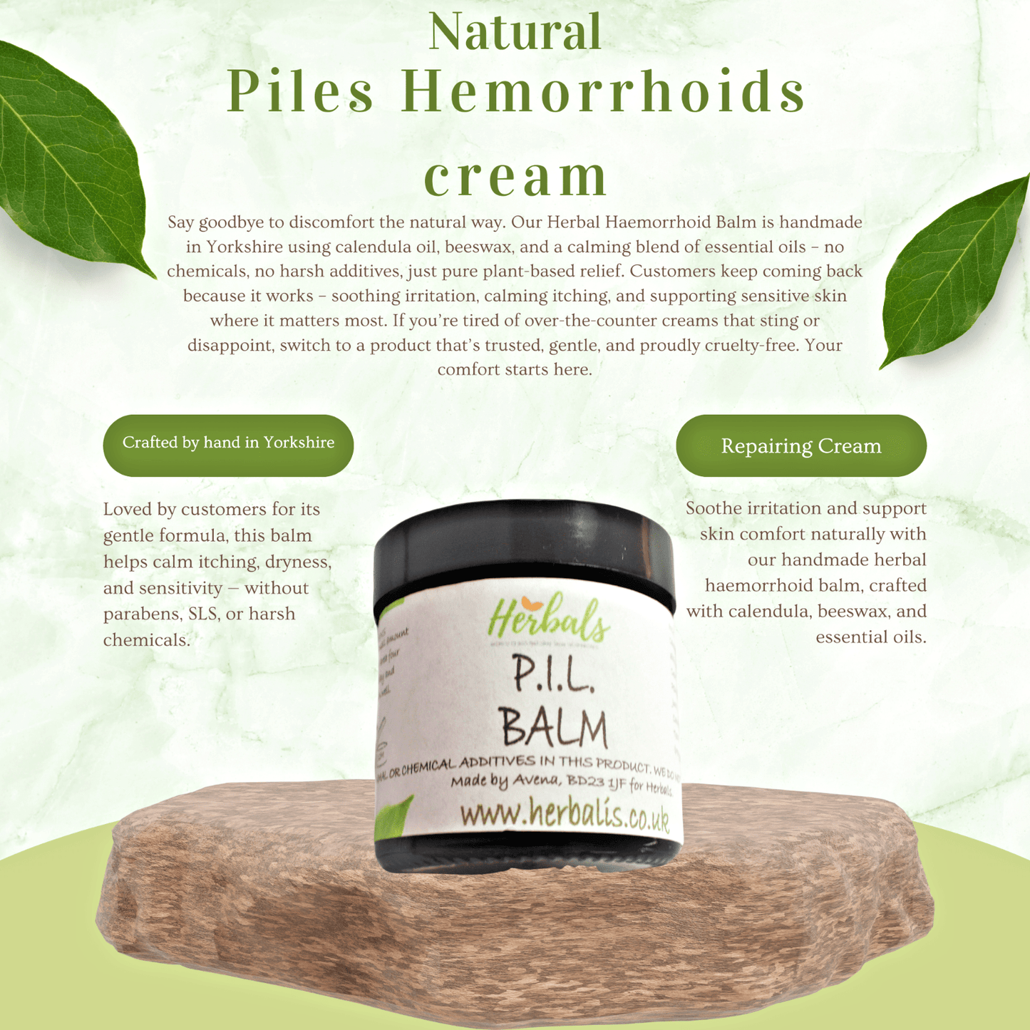 Herbal Cream for Hemorrhoids – Natural Piles Balm UK – Shrink Relief Ointment - Herbalshire Handmade Herbal Products