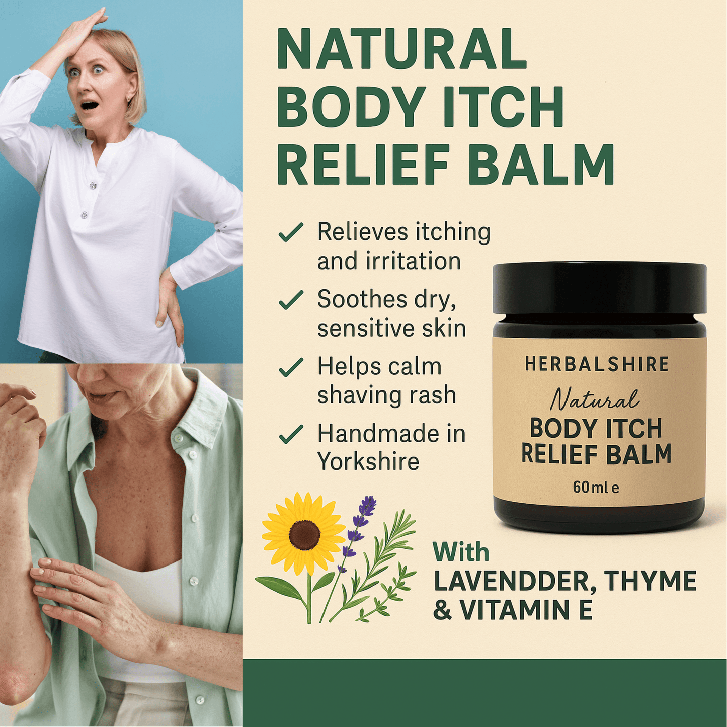 Herbalshire Handmade Itch Relief Salve Natural Soothing Balm for Irritated Skin - Herbalshire Handmade Herbal Products