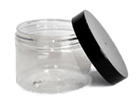 Jar, Clear PET straight sided 100ml with a black polypropylene (PP) Screwcap - Herbalshire Handmade Herbal Products
