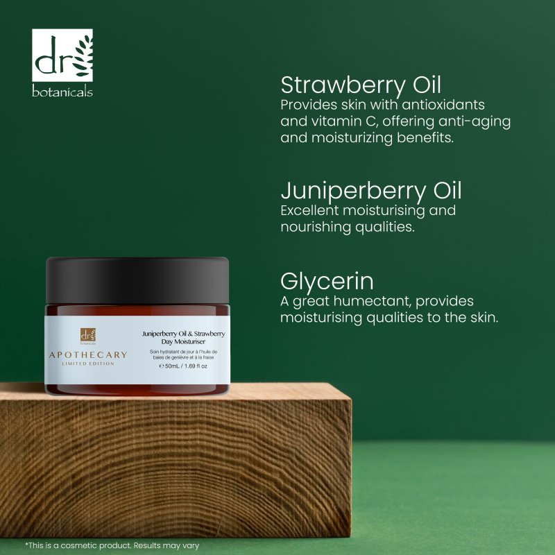 Juniperberry Oil & Strawberry Day Moisturiser 50ml - Herbalshire Handmade Herbal Products