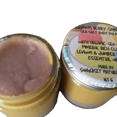 Lemon Berry Sorbet Sea Salt Body Polish – Exfoliating Scrub UK - Herbalshire Handmade Herbal Products